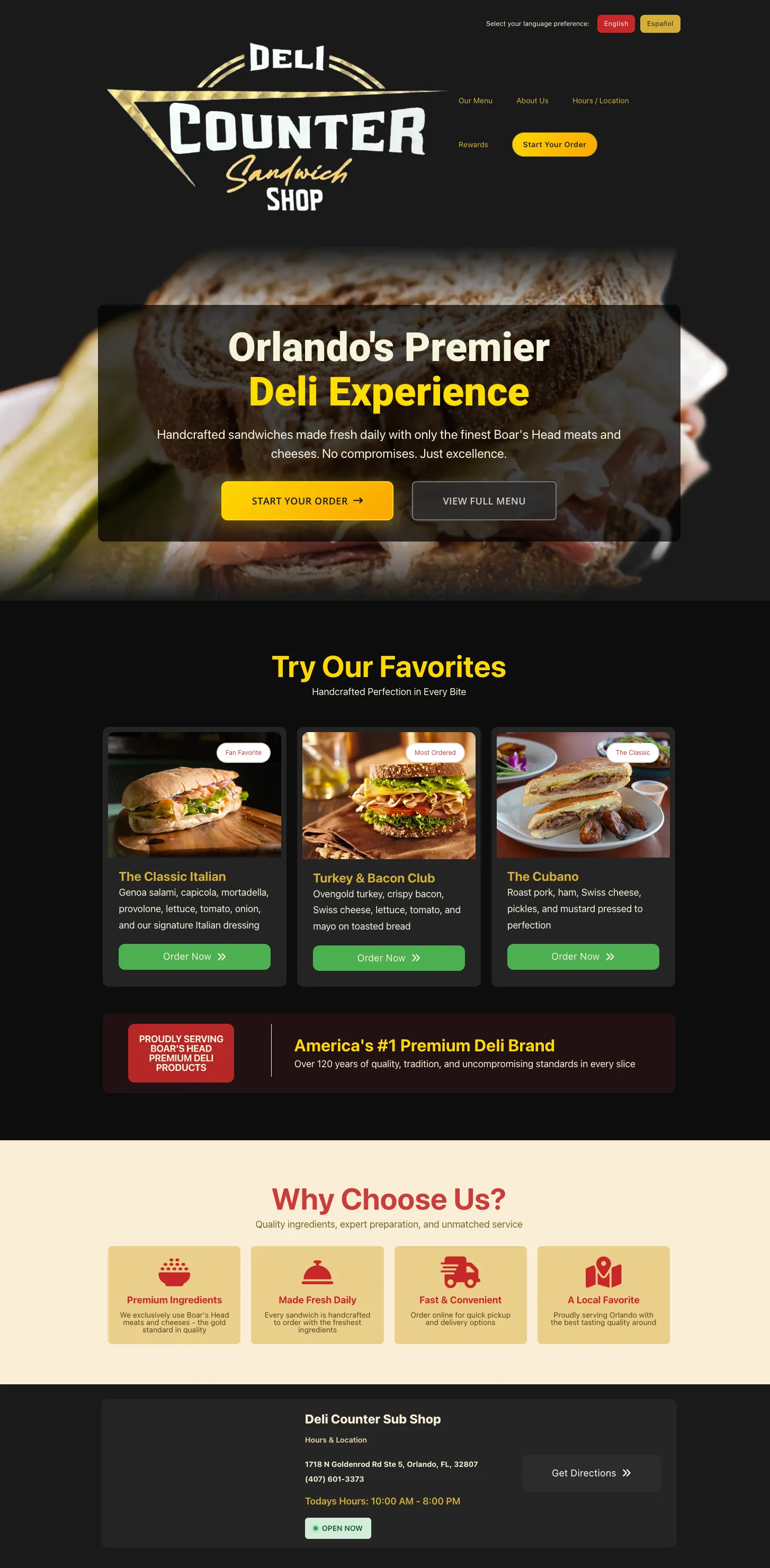 Deli Counter website — desktop