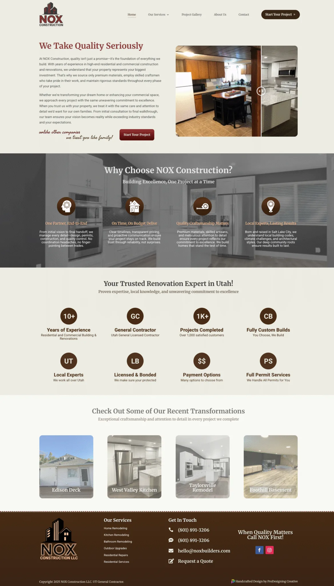 NOX Construction website — desktop