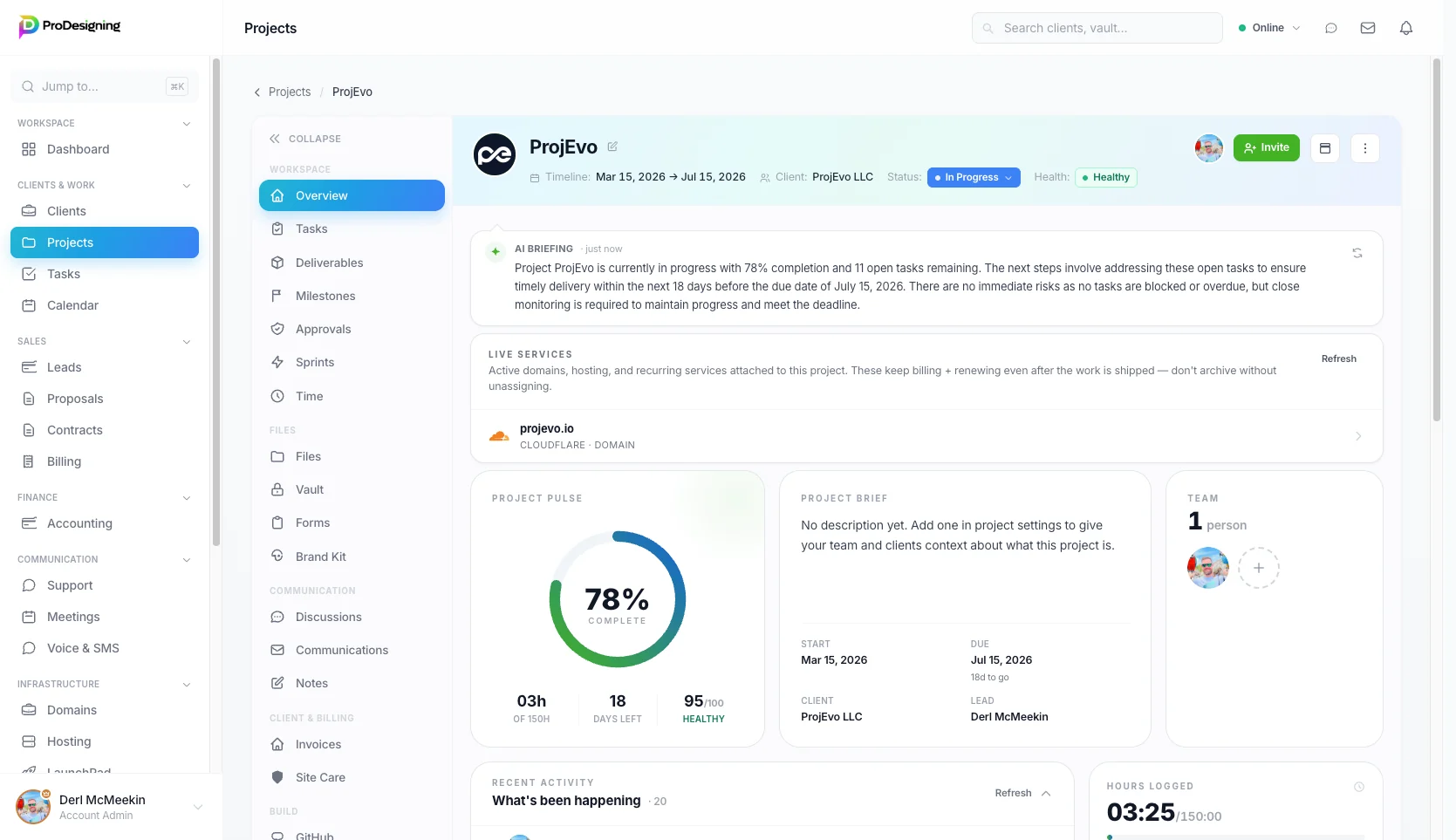 ProjEvo — inside the app